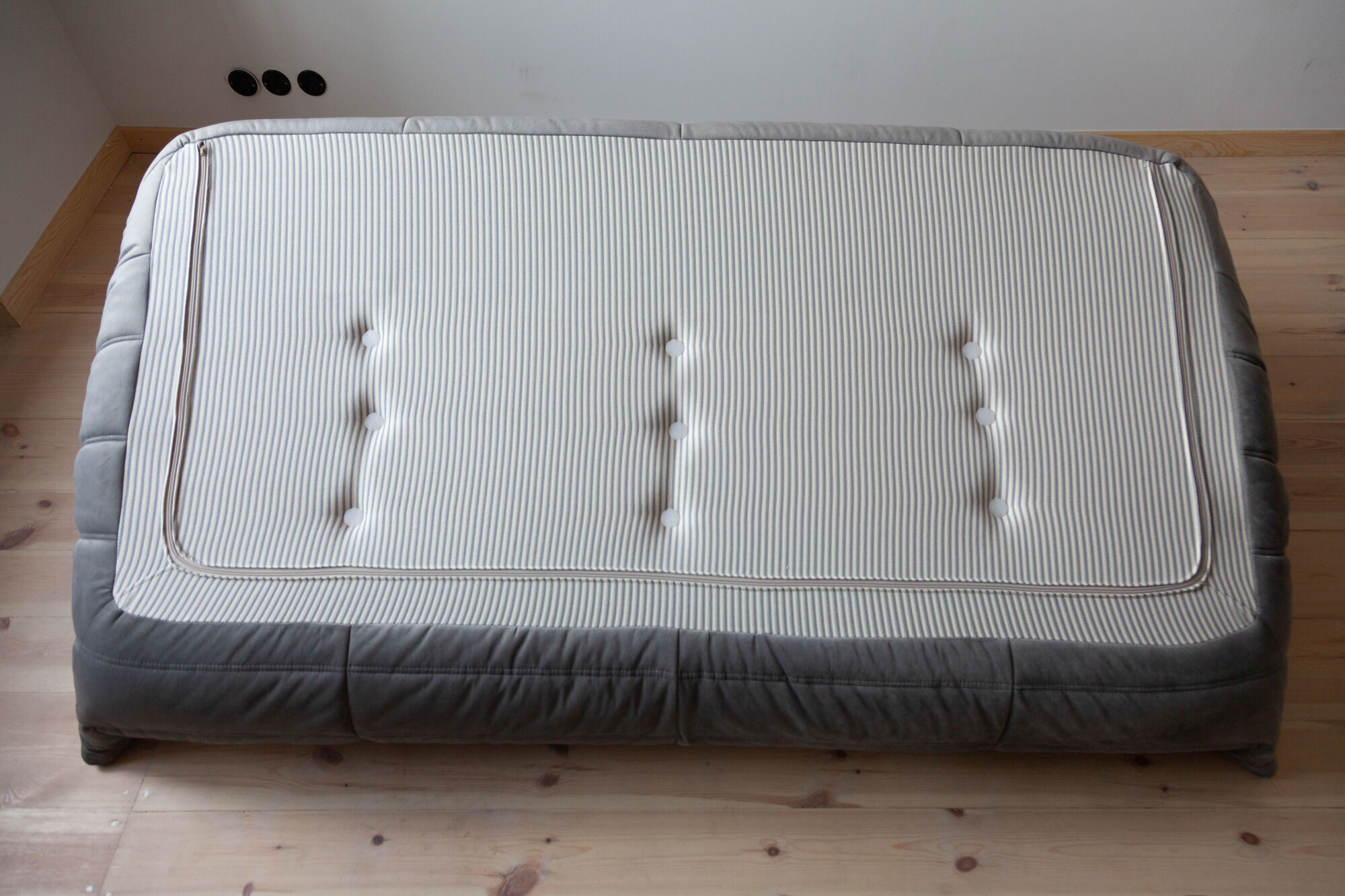 3 seater Togo grey velvet sofa designed by Michel Ducaroy 1973