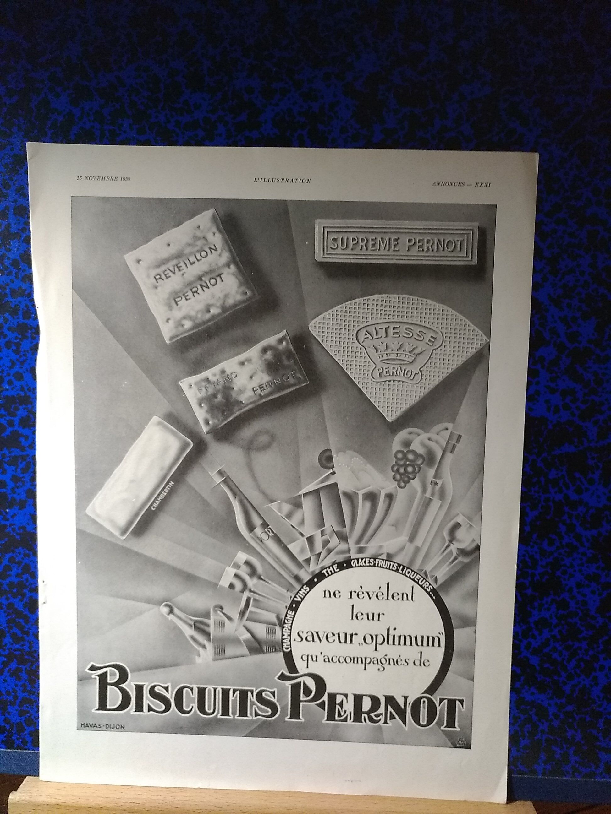 Pernot biscuit paper advertisement revised from the 1930s