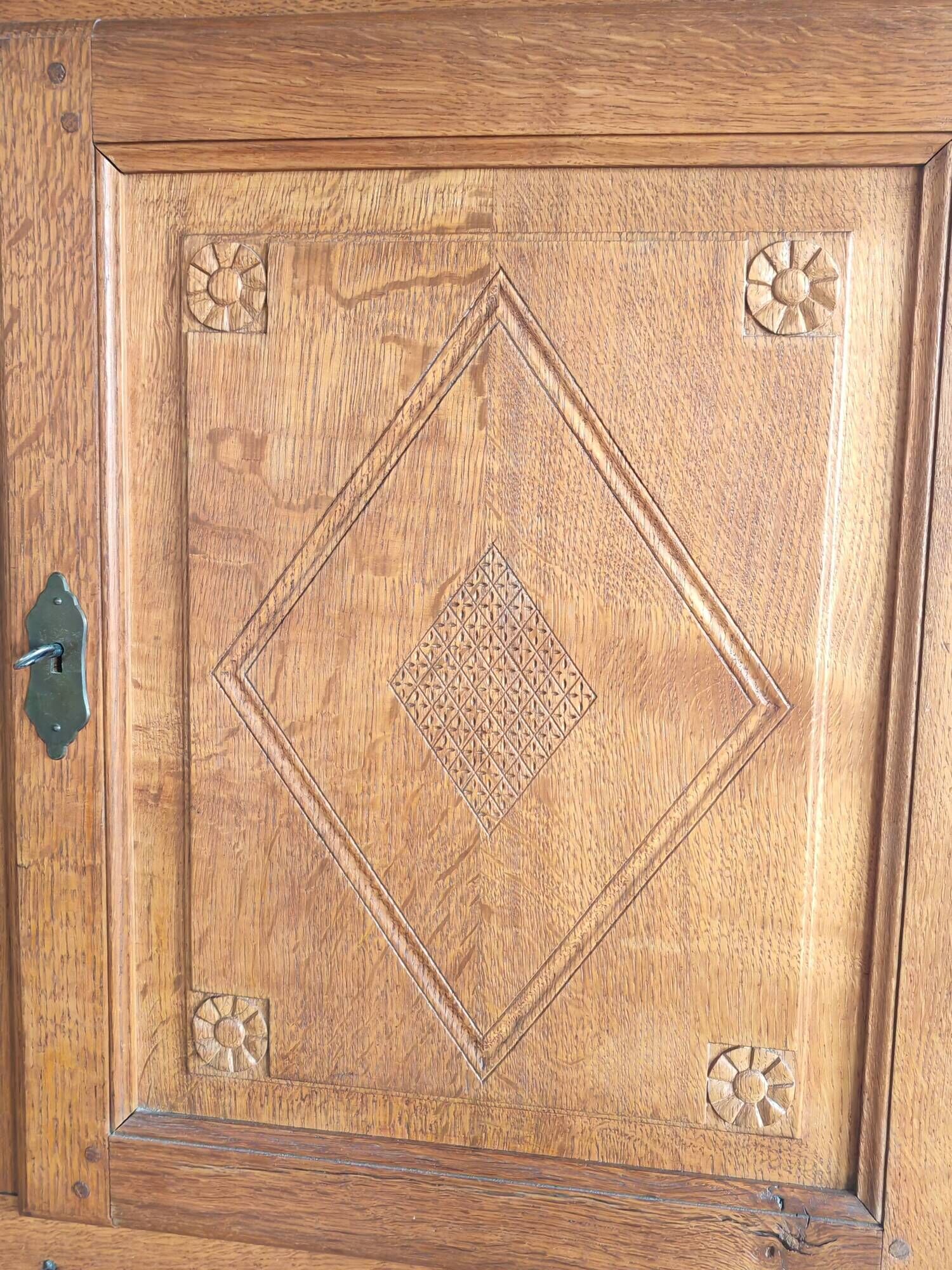 Two-body sideboard in solid oak – unique piece by a cabinetmaker – 1960s