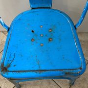 Authentic blue tolix metal chair by Xavier Pauchard vintage industrial 1950
