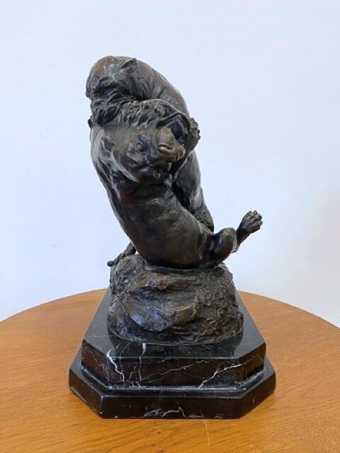 Bronze animalier, two fighting panthers by Georges Gardet, 1920