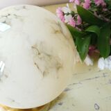 Yellow marbled globe table lamp