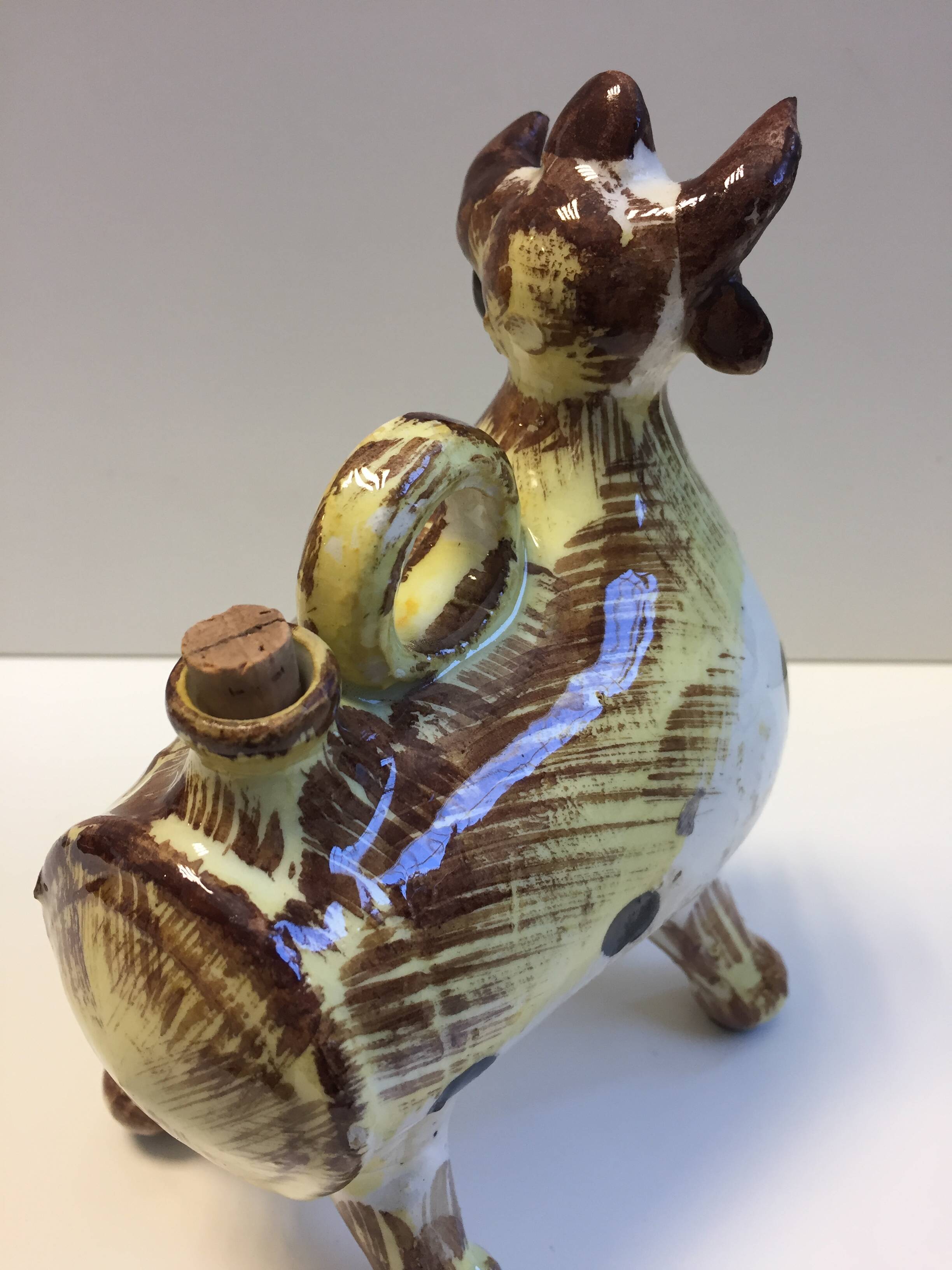 Small Jug Pitcher Pot Botijo Olive Oil Glazed Ceramic Spain