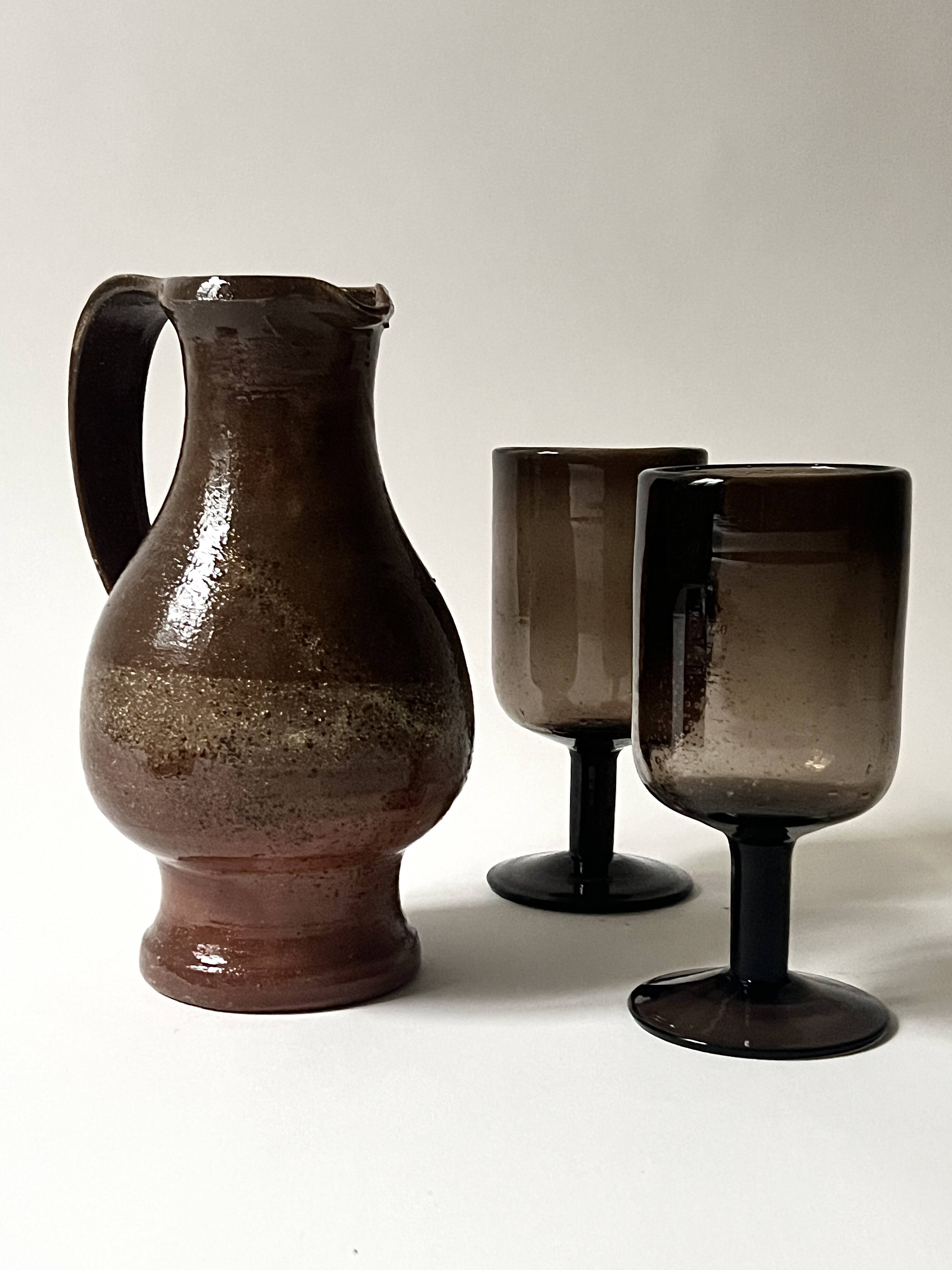 vintage red stoneware carafe vase from around 1970