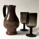 carafe vase vintage en céramique grès rouge vers 1970