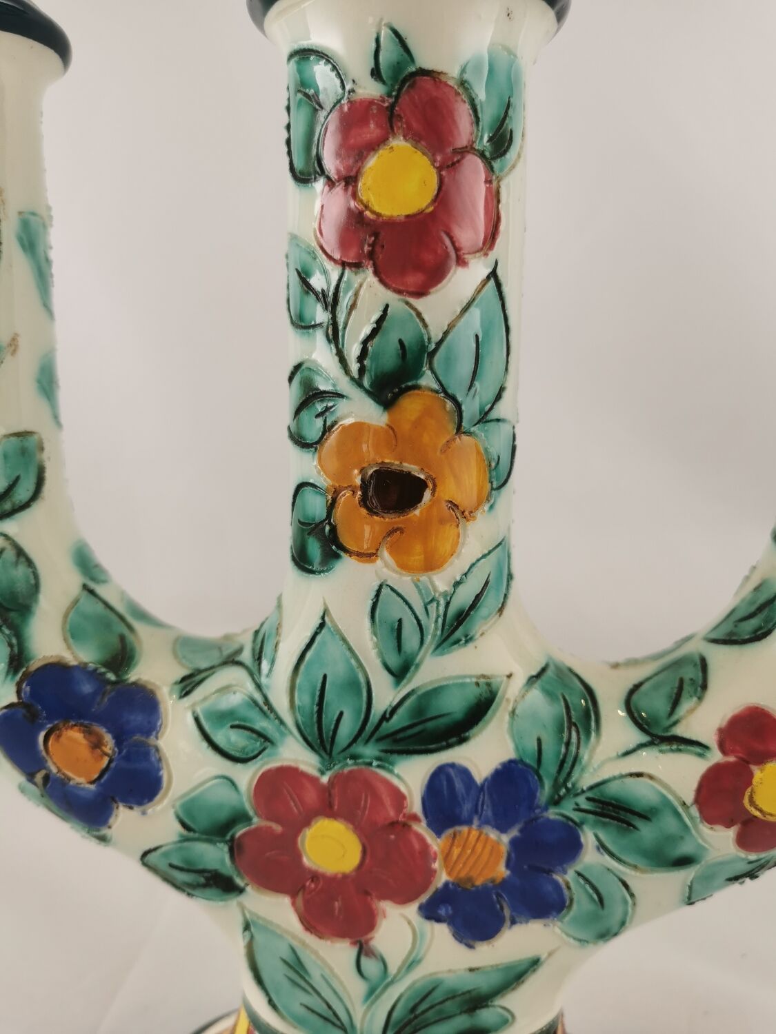 Floral ceramic candlestick, Cerart Monaco, Vintage