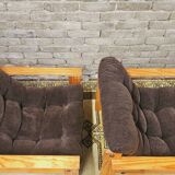 Pair of Yngve Ekström pine armchairs 1970