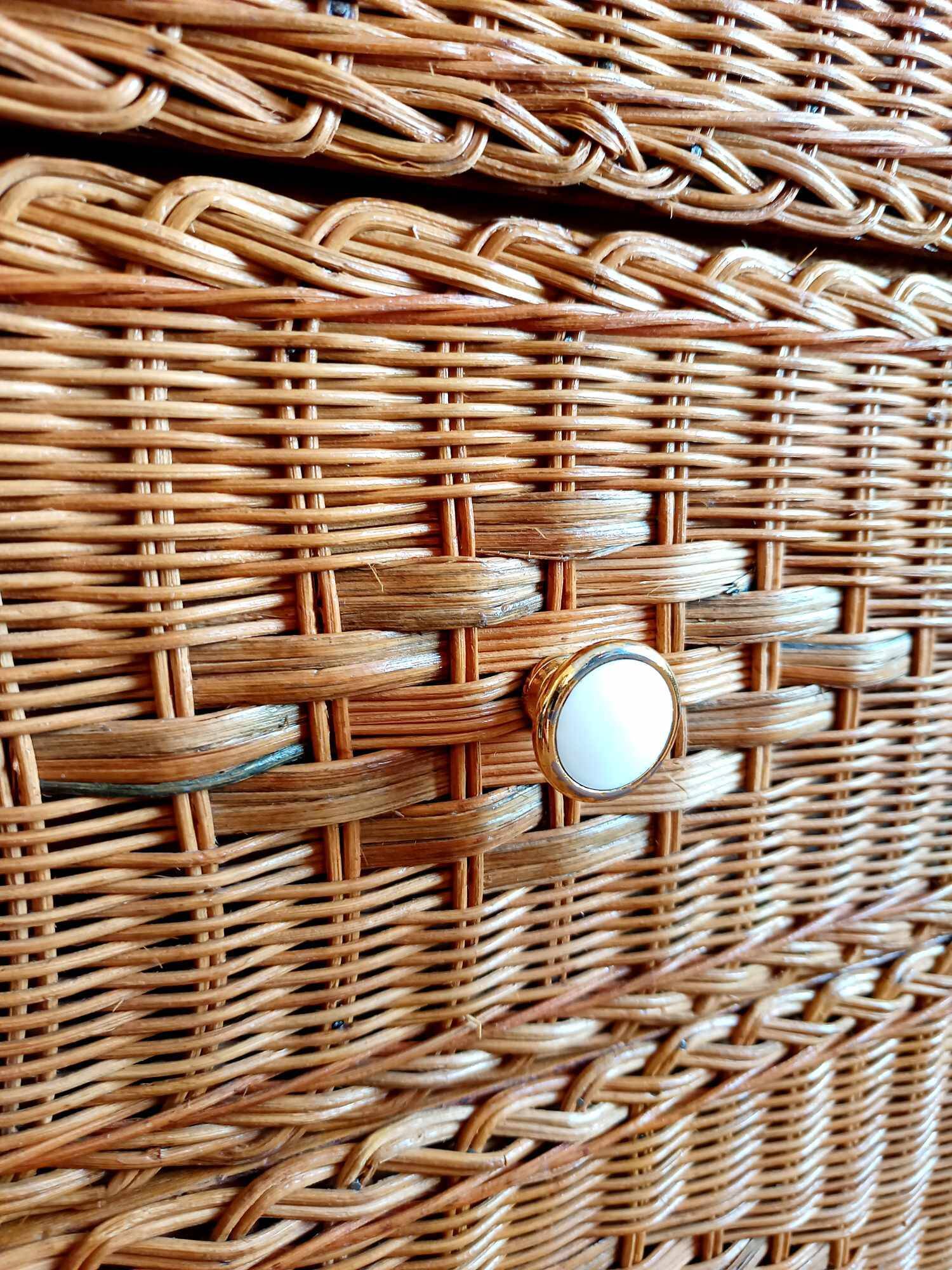 Commode en rotin vintage 1970