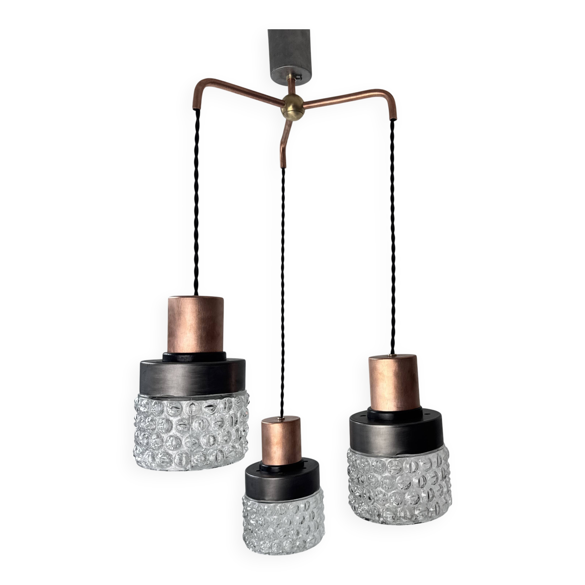 Old cascade chandelier 3 lights 1970 vintage