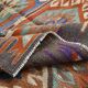 7x10 Green & Blue Geometric Pattern Kilim Rug, 222x303Cm
