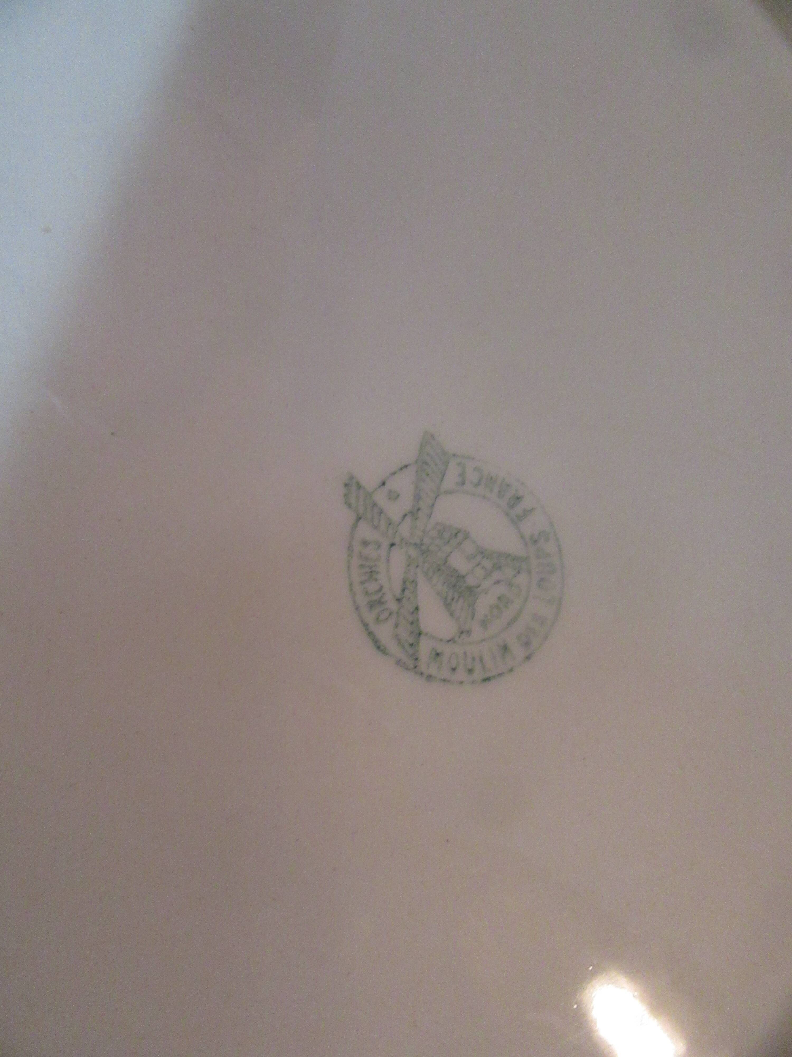 Vintage orange and green ceramic pie dish orchies moulin au loups