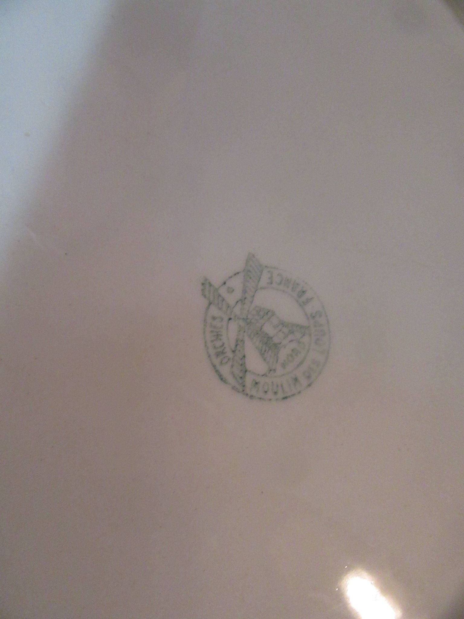 Vintage orange and green ceramic pie dish orchies moulin au loups