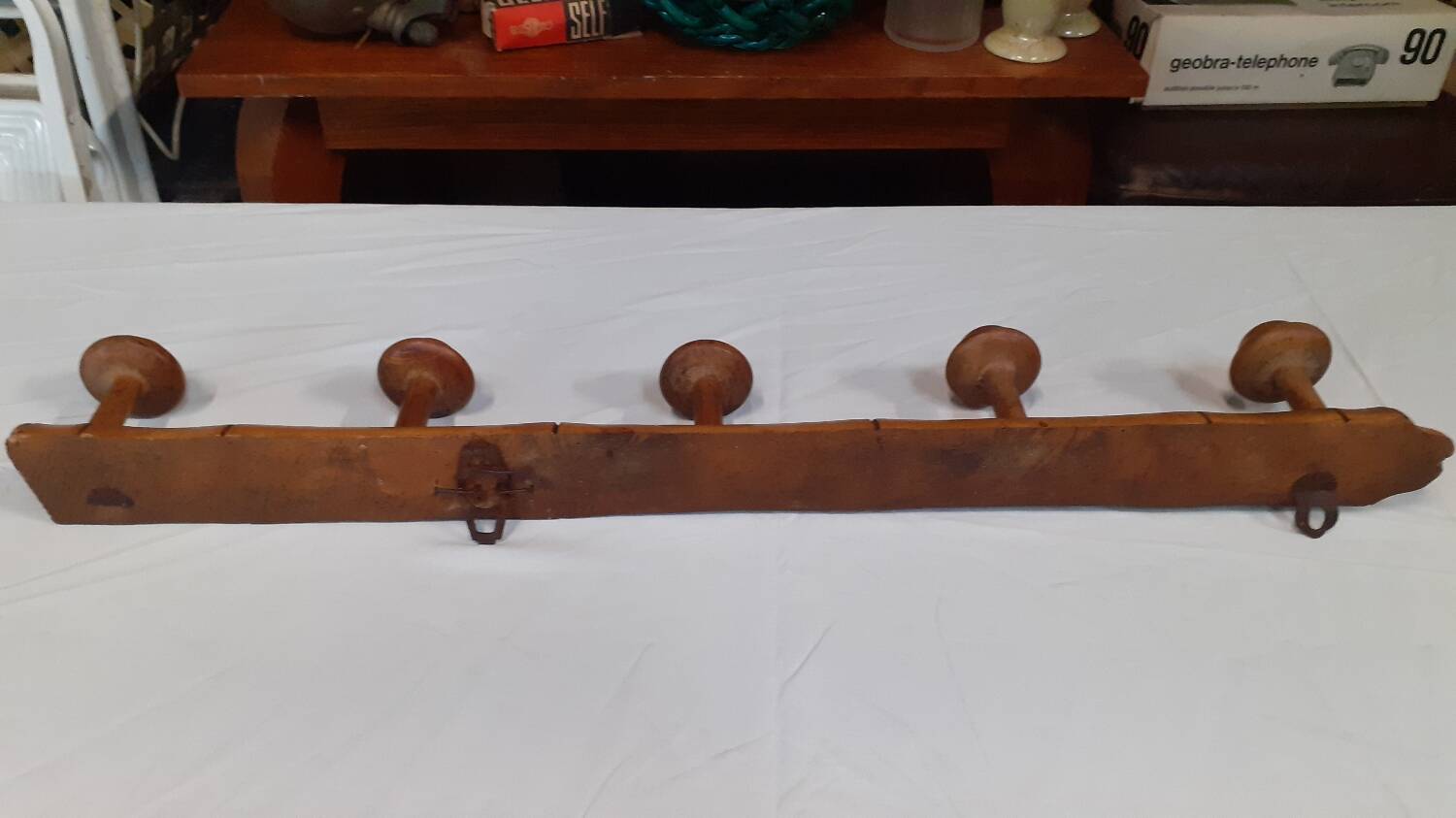Wooden wall coat rack