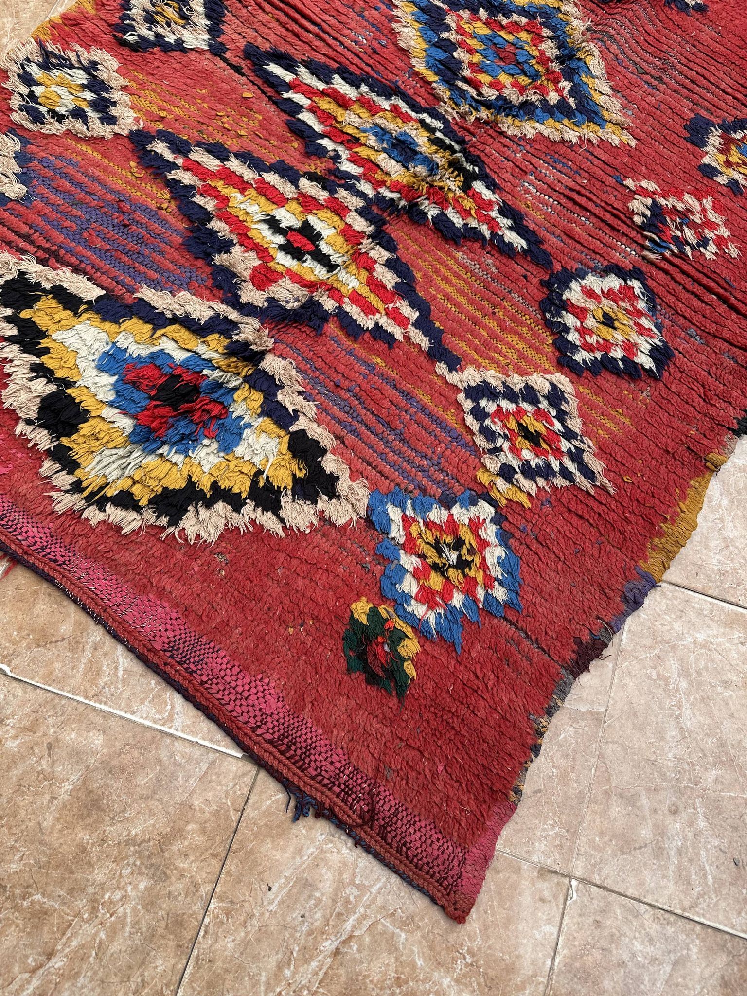 Tapis marocain unique - Tapis Art déco vintage - Tapis Boucharouit