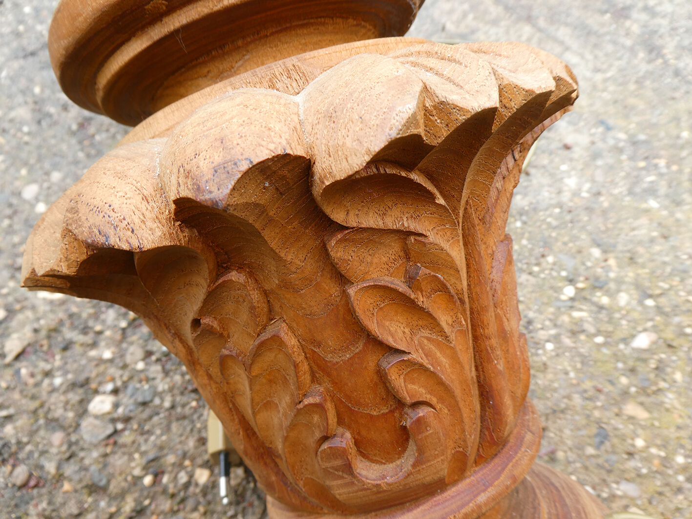 Vintage sculpted lamp and fabric lampshade