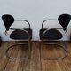 2 armchairs vintage chromed metal and Italian design leather