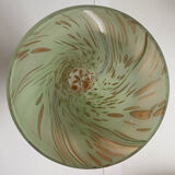 Vase ancien piédouche en verre tacheté verre soufflé