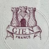4 old Gien soup plates, pink landscape pattern, 1938/1960