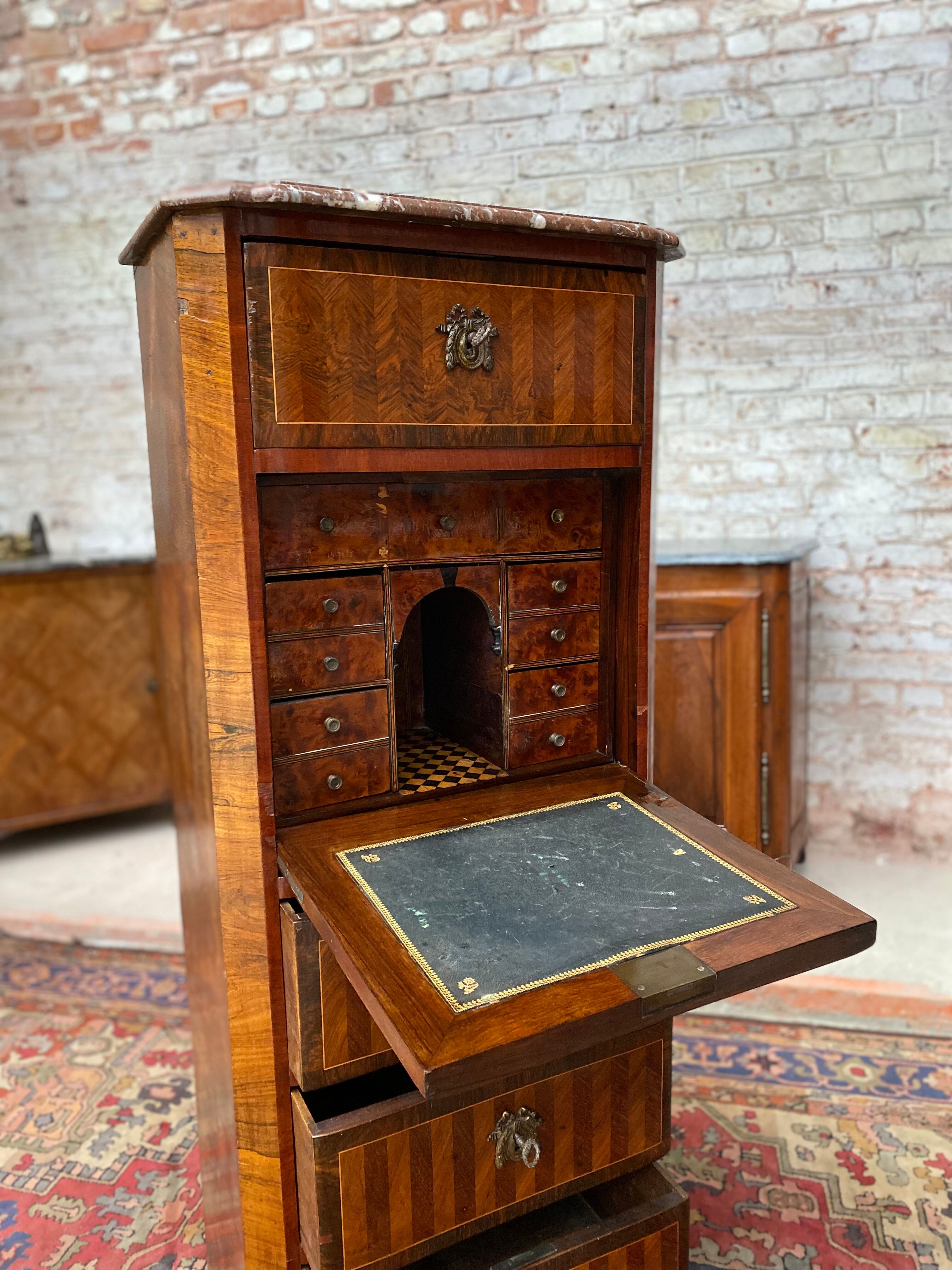 Lady's secretary in marquetry stamped