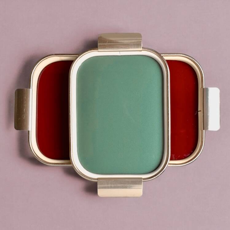 Duo of Art Deco serving trays in gold anodized aluminum and glass - MB Italy