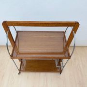 Art Deco serving trolley in oak, chrome & glass, France, 1930
