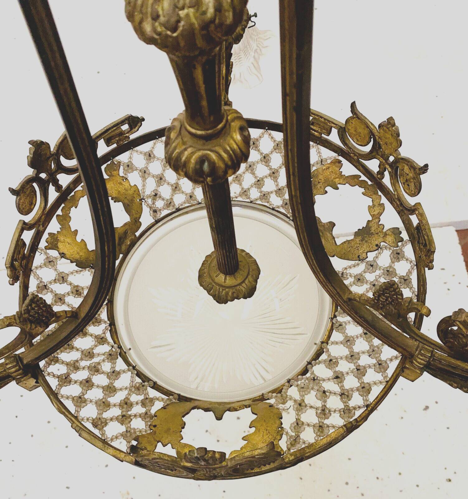 Louis XV style chandelier in bronze and frosted glass 20th century