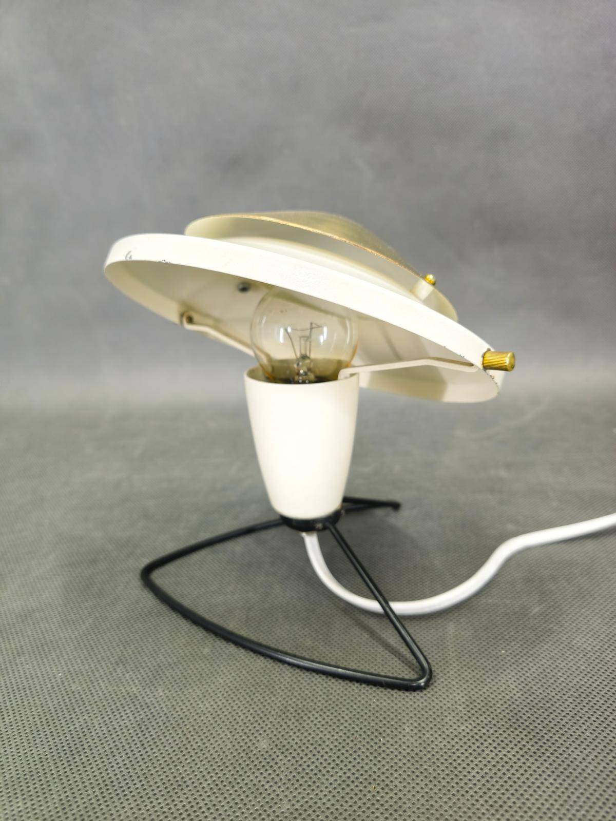Zukov Czech Space Age Table Lamp, Brass and White Metal, 1970s