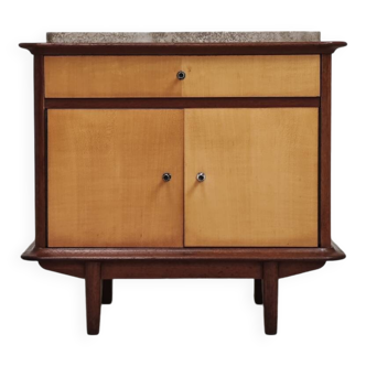 Vintage teak and marble bedside table 1960