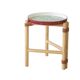 Vintage Coffee Table with Removable Medieval-Style Painted Blue Porcelain Tray, Solid Wood Base