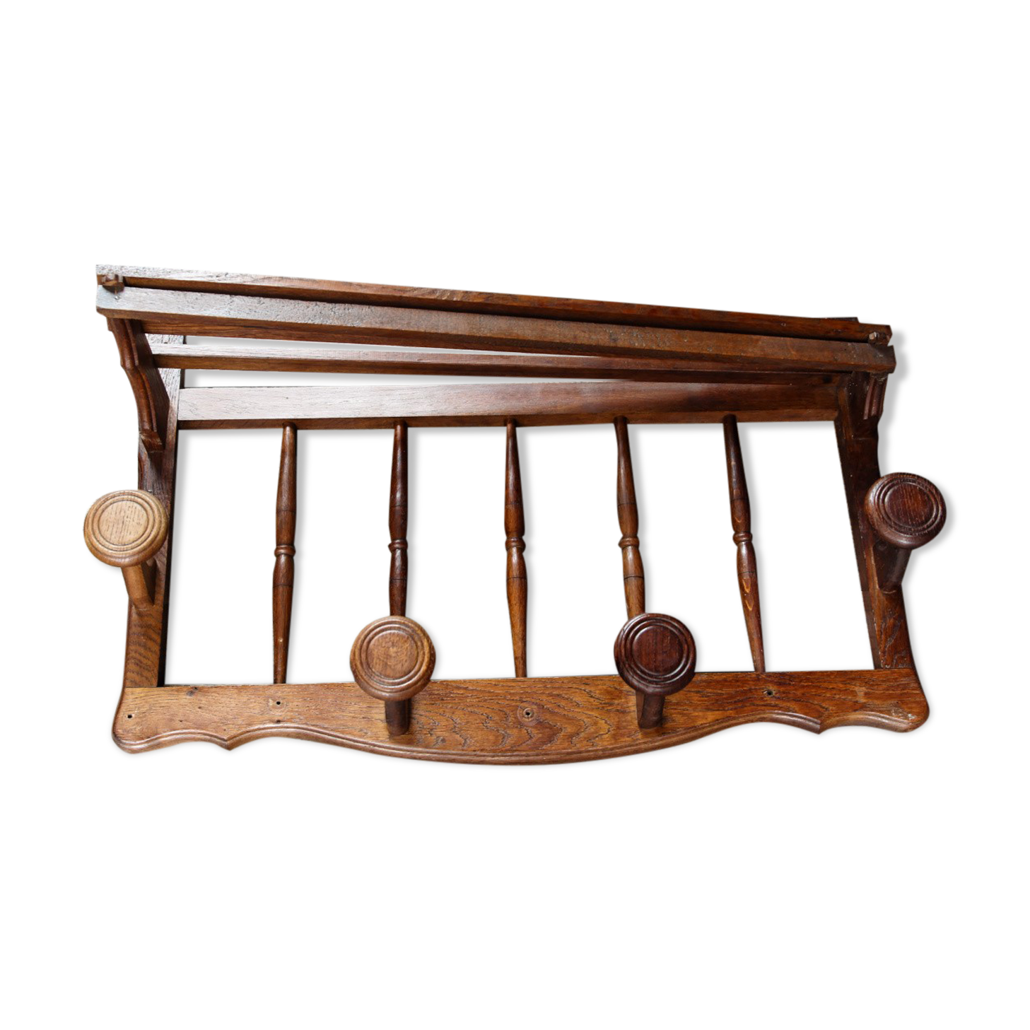 Portemanteau mural vintage en bois brut
