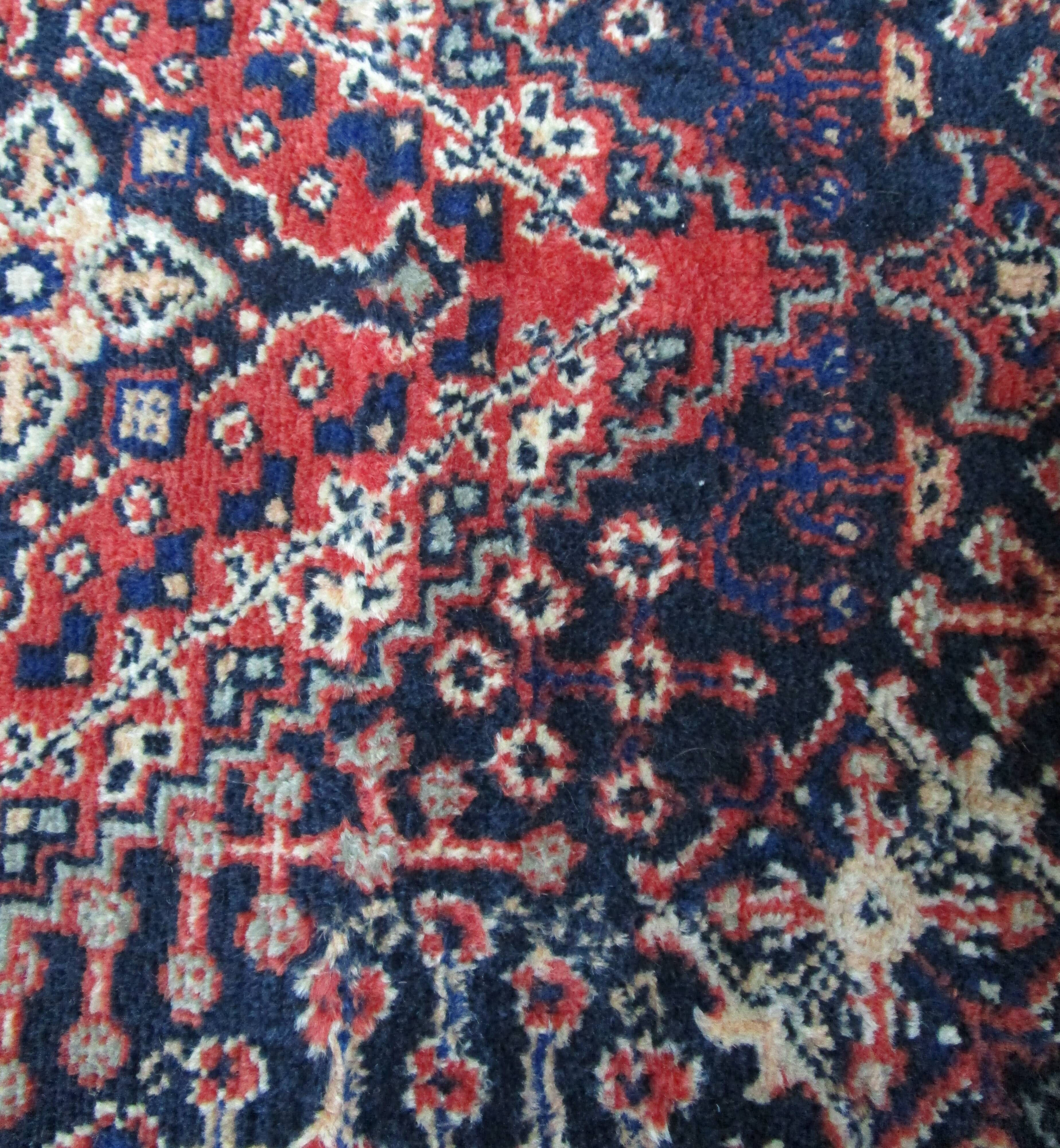 Vintage blue carpet in wool tied 102 x 170 cm