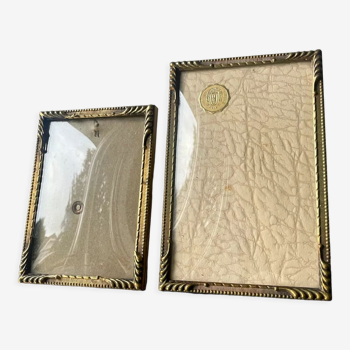 Pair of Art Deco Gold colored frames in different sizes Convex glasses