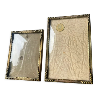 Pair of Art Deco Gold colored frames in different sizes Convex glasses