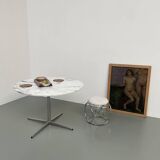 60s marble table with chrome cross base