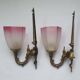 Pair of Art Deco pink wall sconces