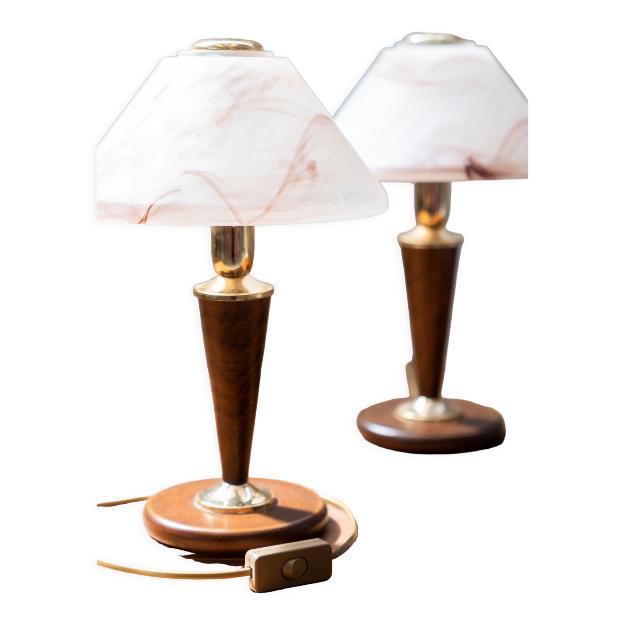 Murano glass mushroom desk lamps, 1970s, set of 2