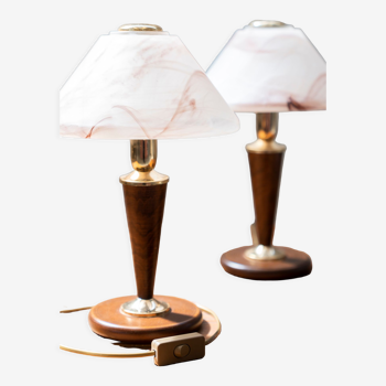 Lampes de bureau champignon en verre de Murano, 1970s, set de 2