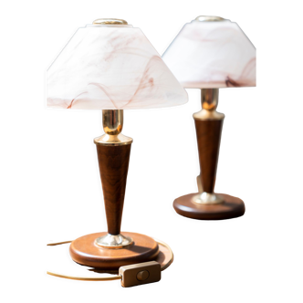 Murano glass mushroom desk lamps, 1970s, set of 2