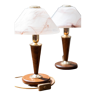 Lampes de bureau champignon en verre de Murano, 1970s, set de 2