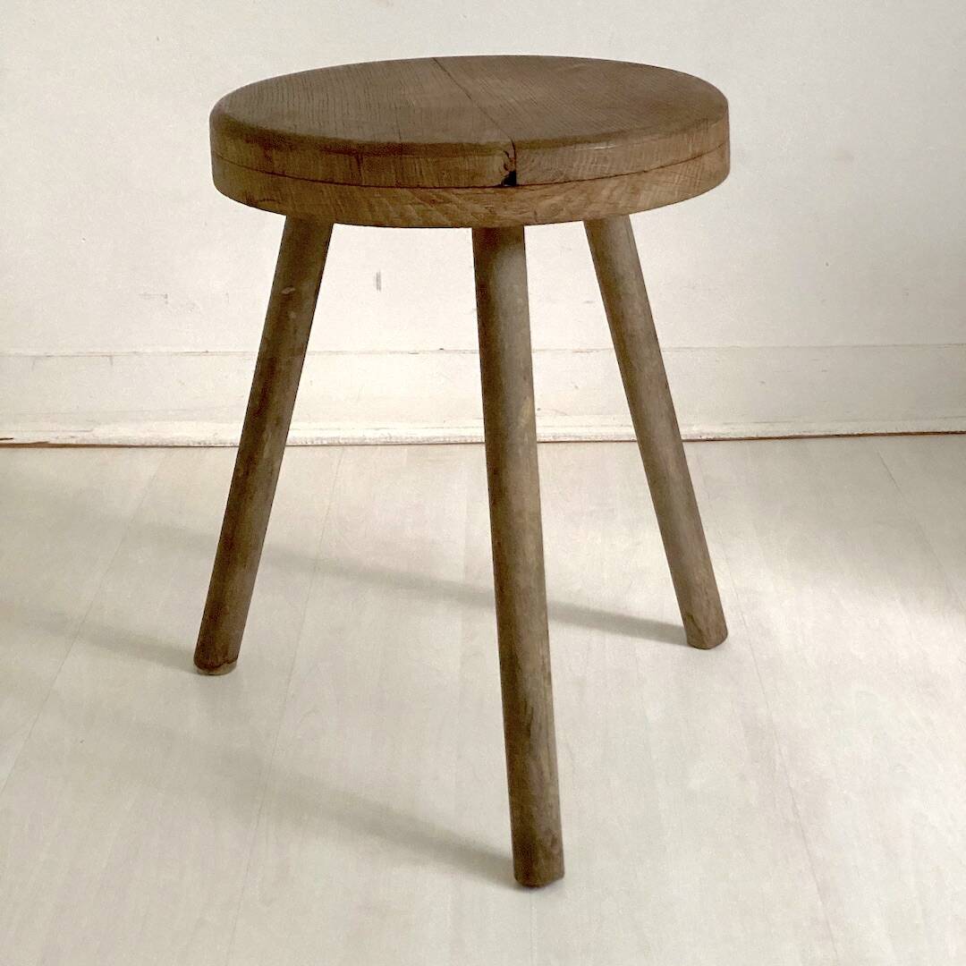 Brutalist Tripod Foot Stool Solid Wood