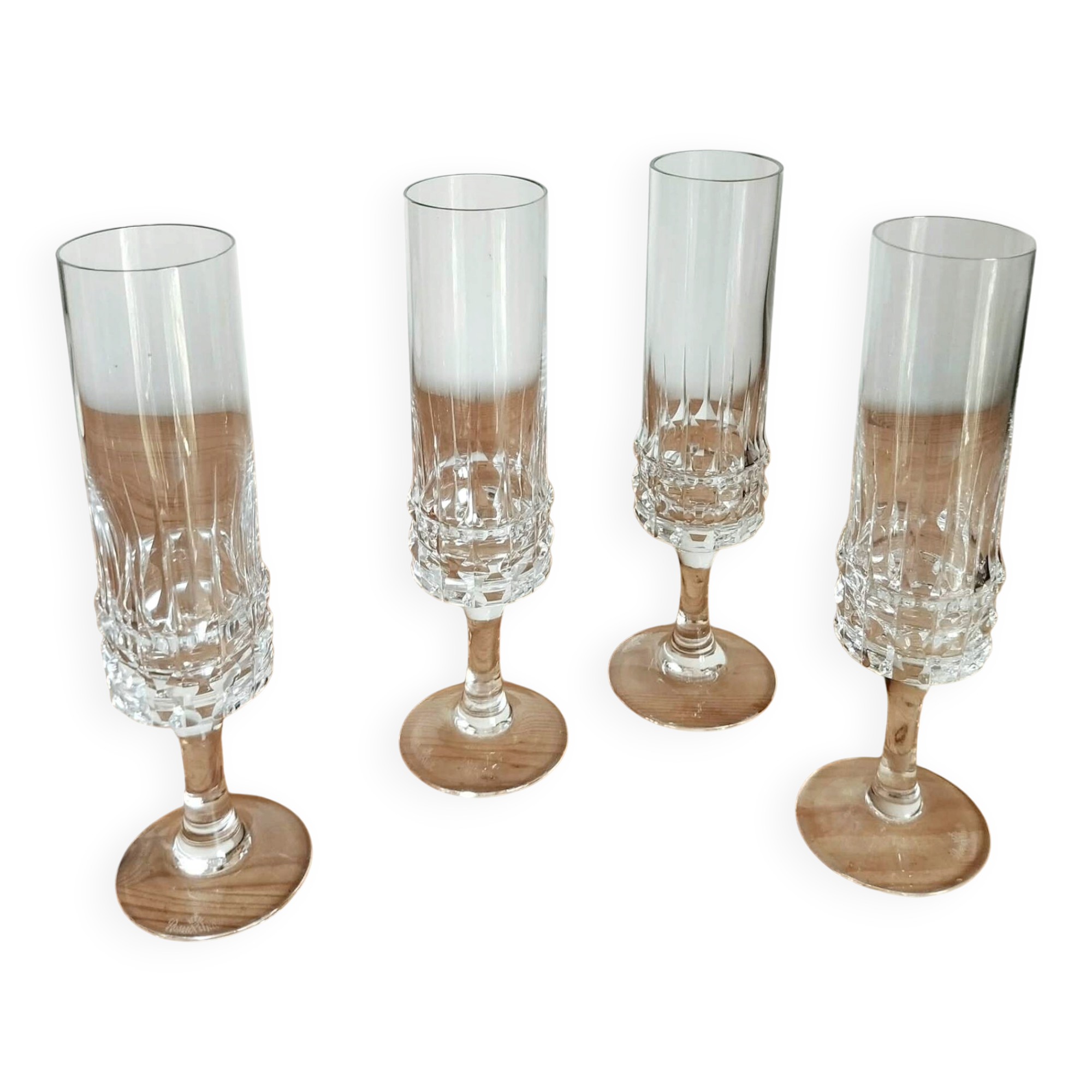 4 cut crystal champagne flutes Rosenthal Studio Linie Line