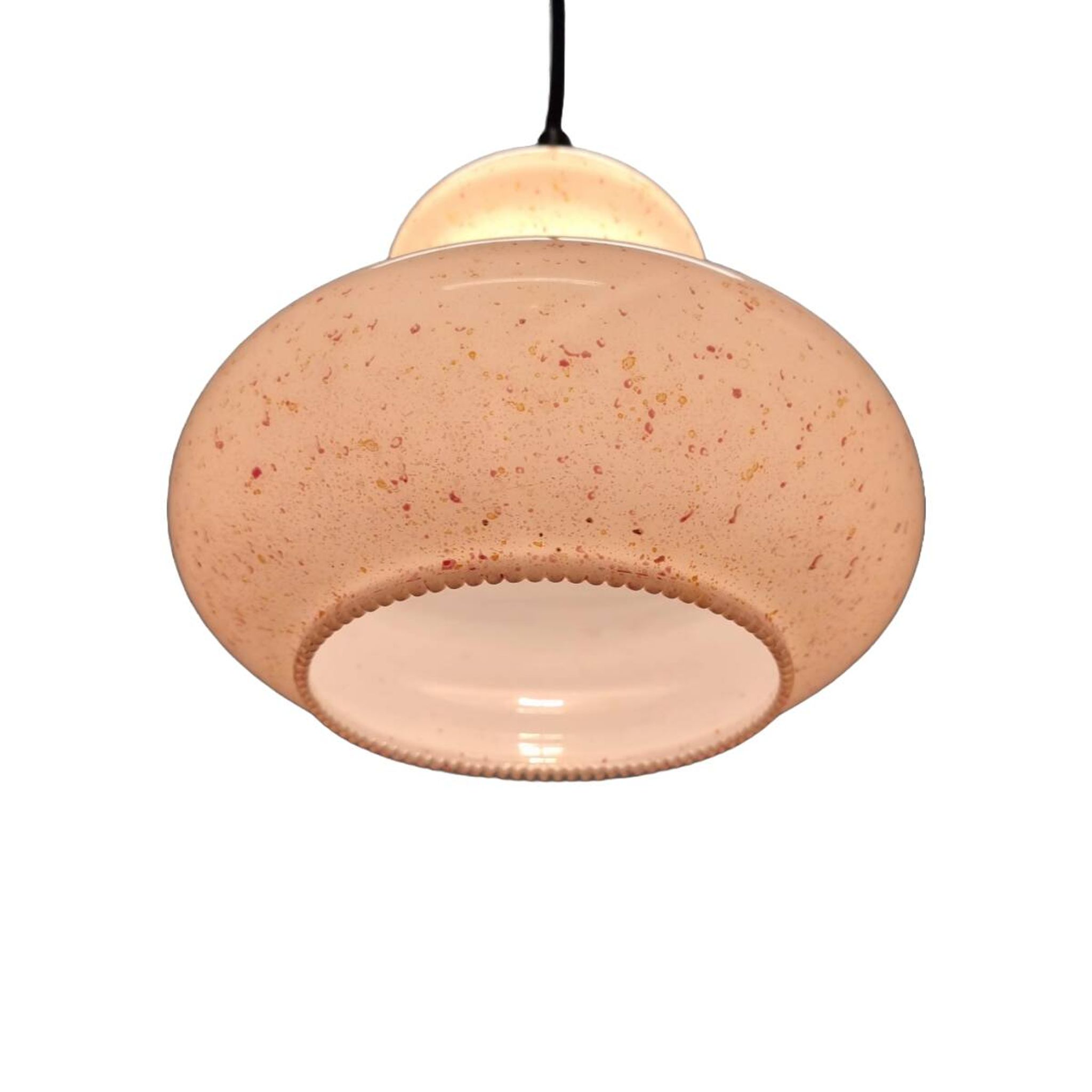 Vintage Pendant Lamp With Opaline Shade