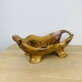 Coupe à fruit en bois d'olivier brutaliste