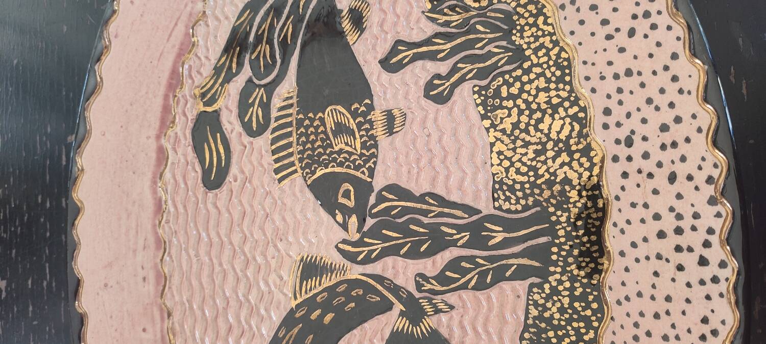 Large enamelled earthenware dish signed Tony Jaillet from the 1950s-60s.