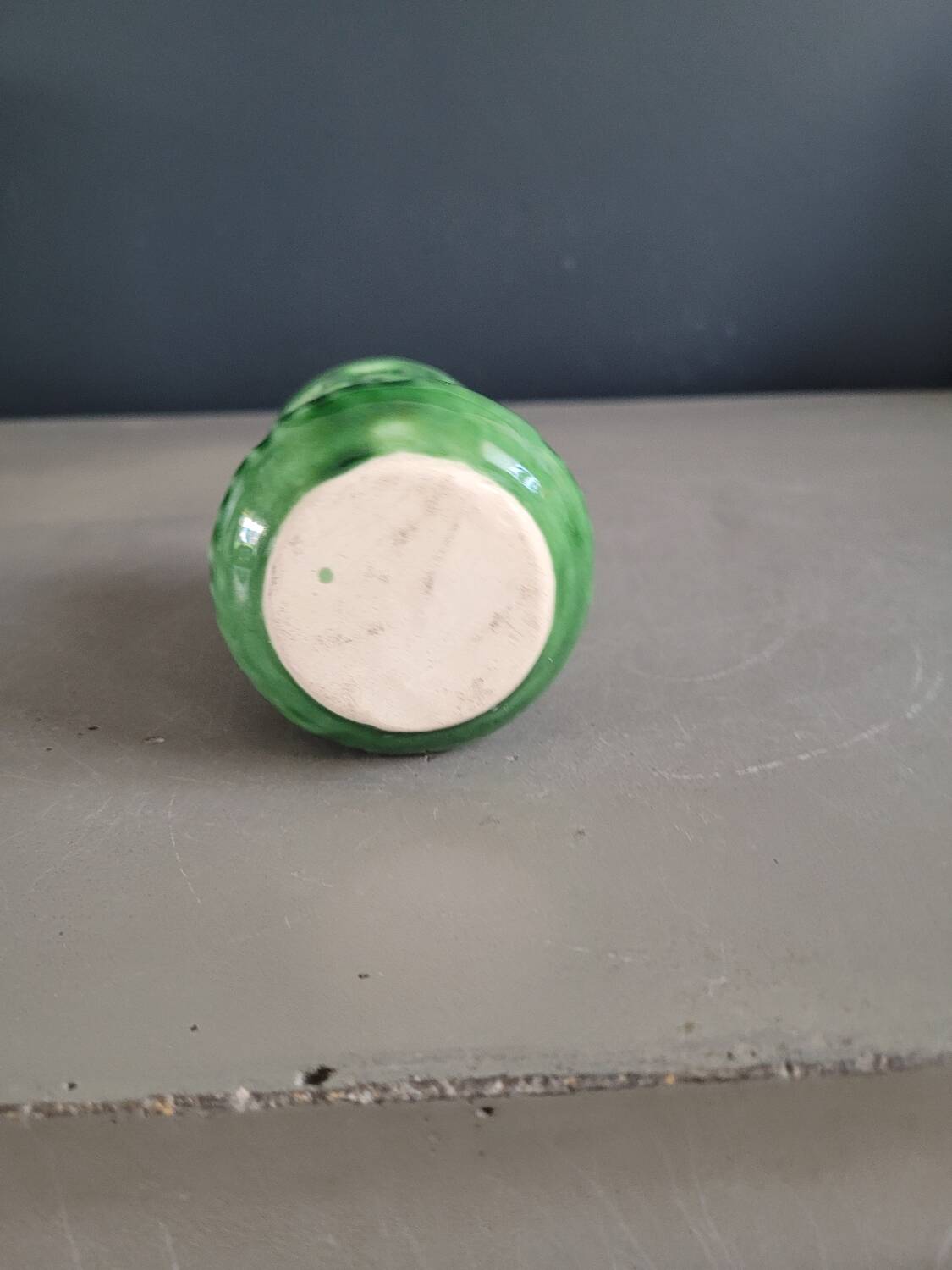 Small vintage green patterned vase