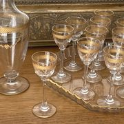 Saint Louis 14-piece liqueur set, fine 19th century gold-plated crystal