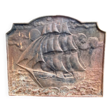 Antique cast iron plaque with maritime decoration, 20th century