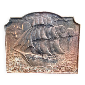Plaque ancienne en fonte à décor maritime, XXème siècle
