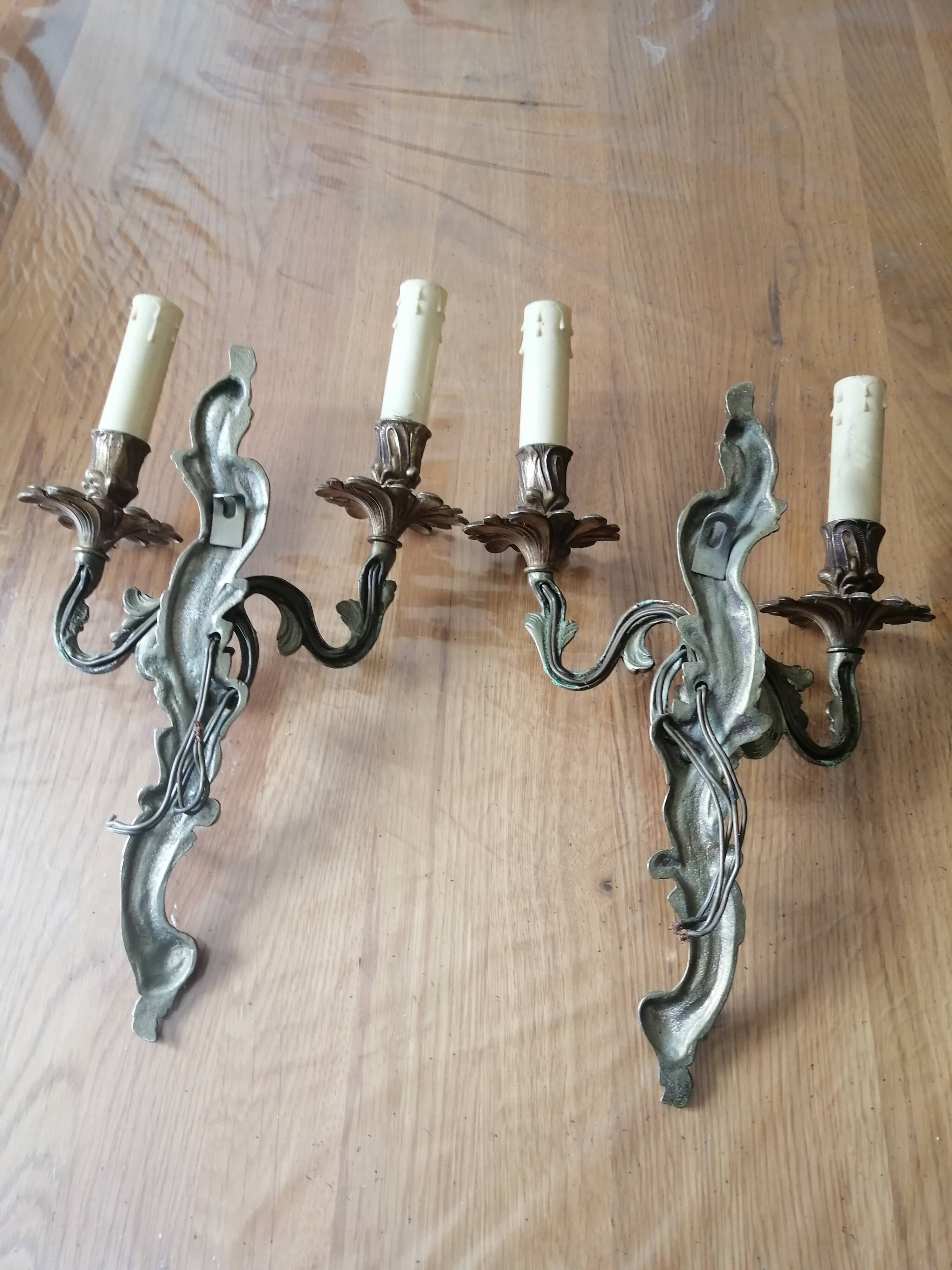 Pair of louis xv rocaille style bronze wall lights