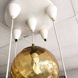 Vintage smoked glass pendant light, Parscot circa 1970.